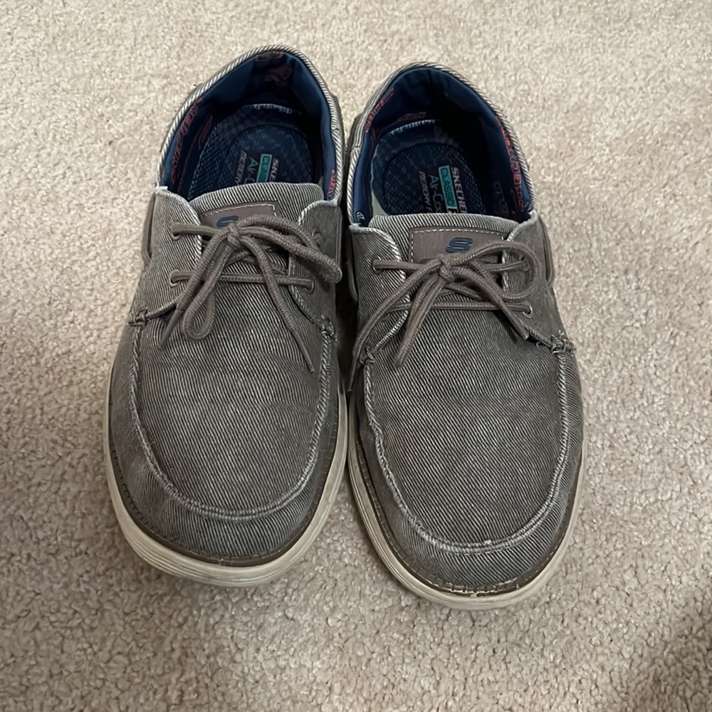 Skechers Gray Classic Fit Canvas Slip On Laced Sneaker